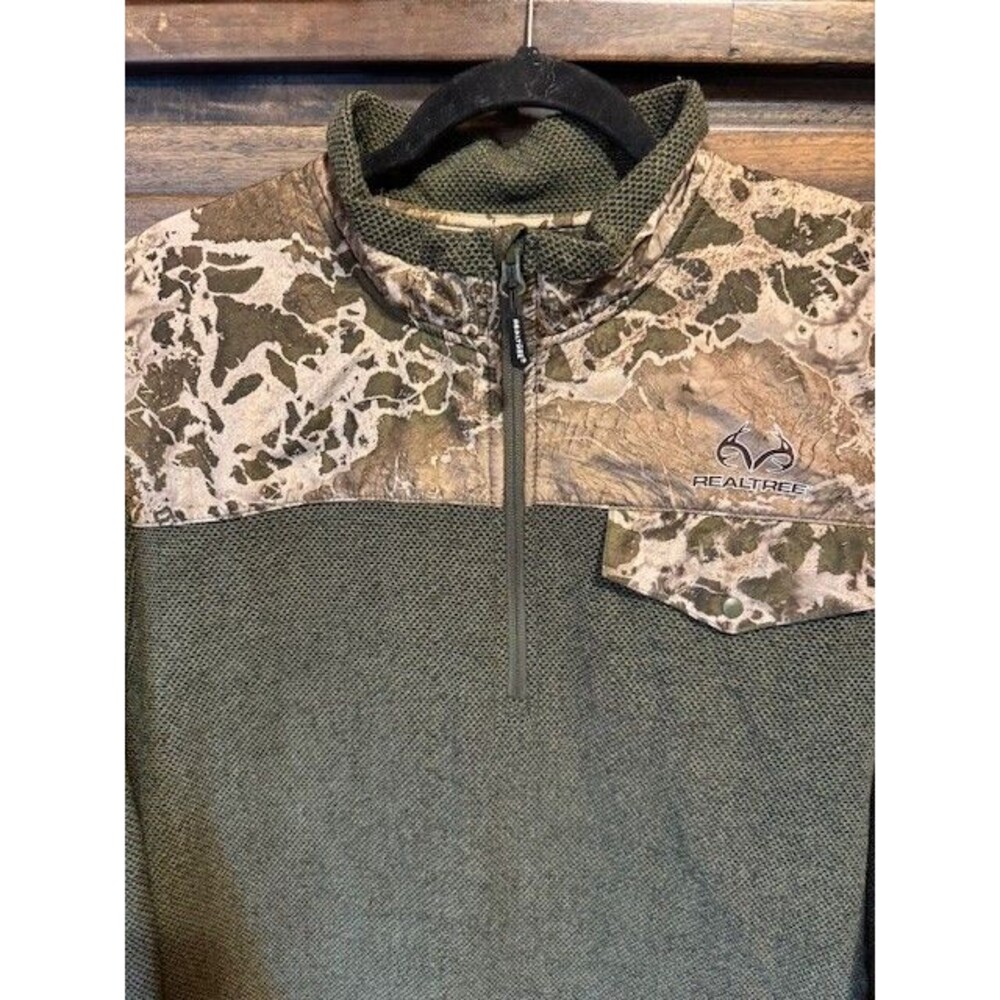 Mens XL RealTree Jacquard Fleece Pullover Timber Camo Camouflage Jacket Shirt‎ - Picture 2 of 14